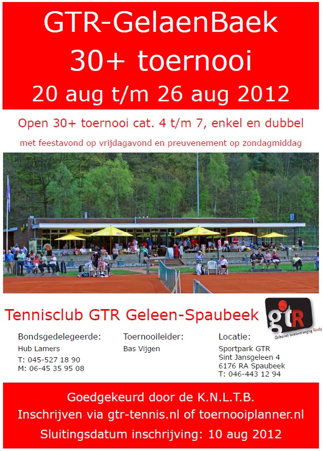 Inschrijven GTR GelaenBaek 30+ toernooi